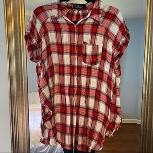 Red flannel blouse
